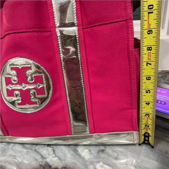Rare Pink Canvas Tory Burch Tote Bag with Gold Accents - Picture 10 of 16
